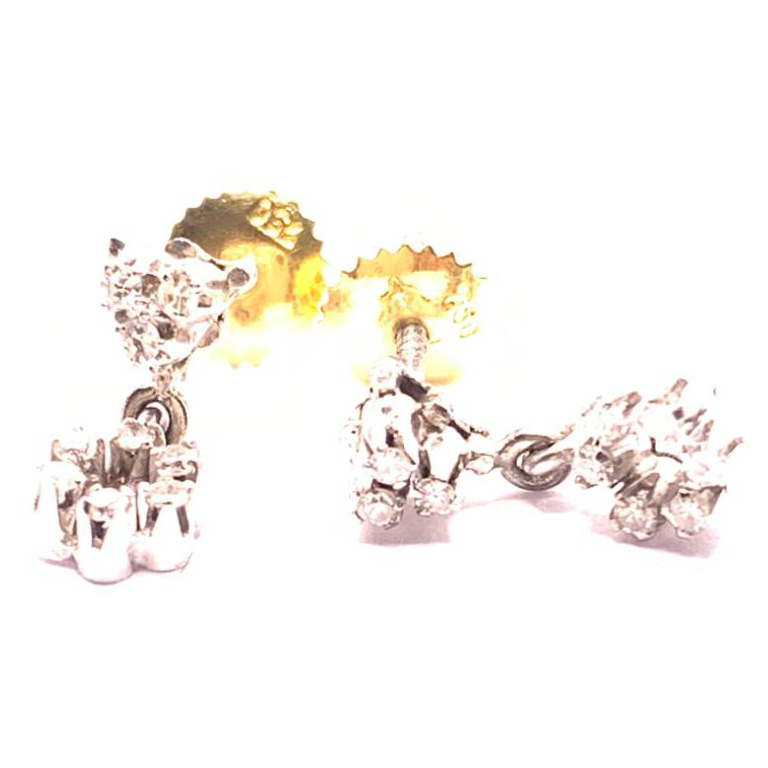 Brinco em ouro branco 18k feminino com brilhantes - Chuveiro - 2BRB0003