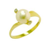 Anel em ouro 18k com perola e brilhantes - 1ABP0006 Anel em ouro 18k com perola e brilhantes - 1ABP0006