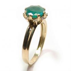 Anel em ouro 18k com diamantes e esmeralda - 2ABE0067 Anel em ouro 18k com diamantes e esmeralda - 2ABE0067