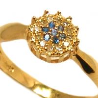 Anel em ouro 18k com diamantes e safira - 2ABS0051 Anel em ouro 18k com diamantes e safira - 2ABS0051