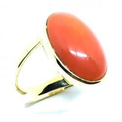 Anel em ouro amarelo 18k com Coral - 2ANC0001 Anel em ouro amarelo 18k com Coral - 2ANC0001