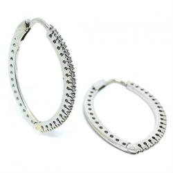 Brinco em ouro branco 18k feminino com diamantes Brinco em ouro branco 18k feminino com diamantes