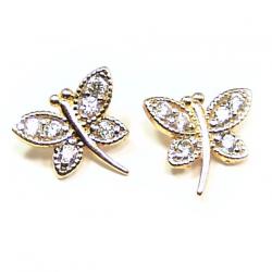 Brinco em ouro 18k feminino com zirconia - Borboleta Brinco em ouro 18k feminino com zirconia - Borboleta