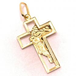 Crucifixo de ouroFace de Jesus Cristo em cruz vazada de ouro 18k - 2CZO0035