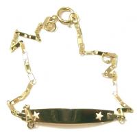 Pulseira feminina com chapa em ouro 18k para criança Pulseira feminina com chapa em ouro 18k para criança