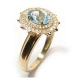 Anel de ouro 18k com agua marinha e diamantes - 2AAB0001 Anel de ouro 18k com agua marinha e diamantes - 2AAB0001