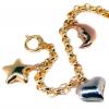 Pulseira feminina em ouro 18k elos portuguese c/pingentes ocos Pulseira feminina em ouro 18k elos portuguese c/pingentes ocos
