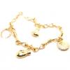 Pulseira feminina em ouro 18k com pingentes Pulseira feminina em ouro 18k com pingentes