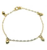 Pulseira feminina Infantil de ouro 18k - Lapidada com corações Pulseira feminina Infantil de ouro 18k - Lapidada com corações