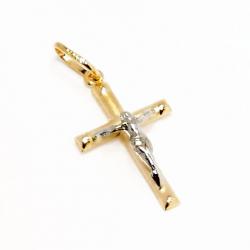 Mini Cruz em ouro amarelo e branco 18k