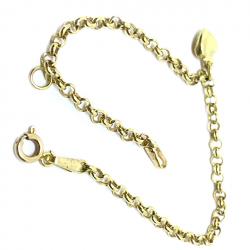 Pulseira feminina ouro 18k - Elos portugueses, pingente corao - 2PUO0663