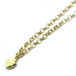 Pulseira feminina ouro 18k - Elos portugueses, pingente corao - 2PUO0663