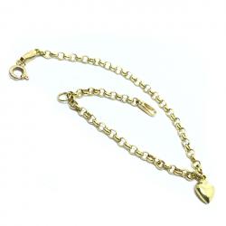 Pulseira feminina ouro 18k - Elos portugueses, pingente corao - 2PUO0663