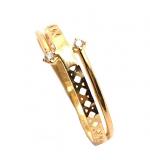 Anel em ouro amarelo 18k com 2 zirconias - 2ANZ0122 Anel em ouro amarelo 18k com 2 zirconias - 2ANZ0122