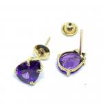 Brinco em ouro 18k com zirconia - gota lilas - 2BRZ0010